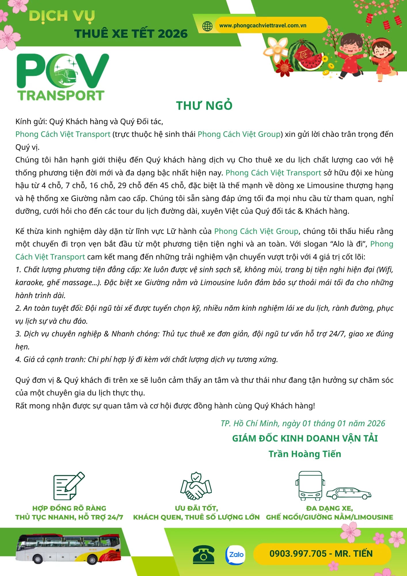 Bảng giá thuê xe - Trang 1