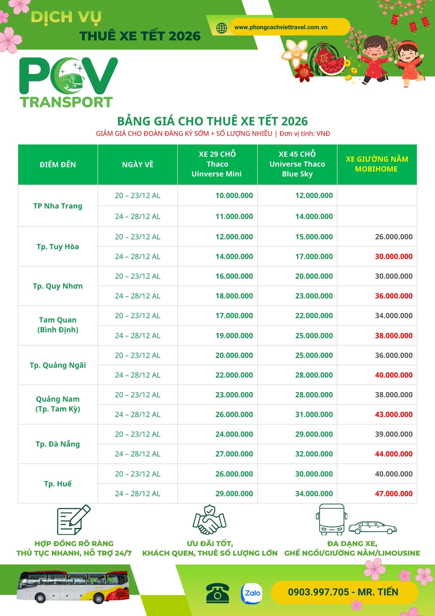 Bảng giá thuê xe - Trang 2