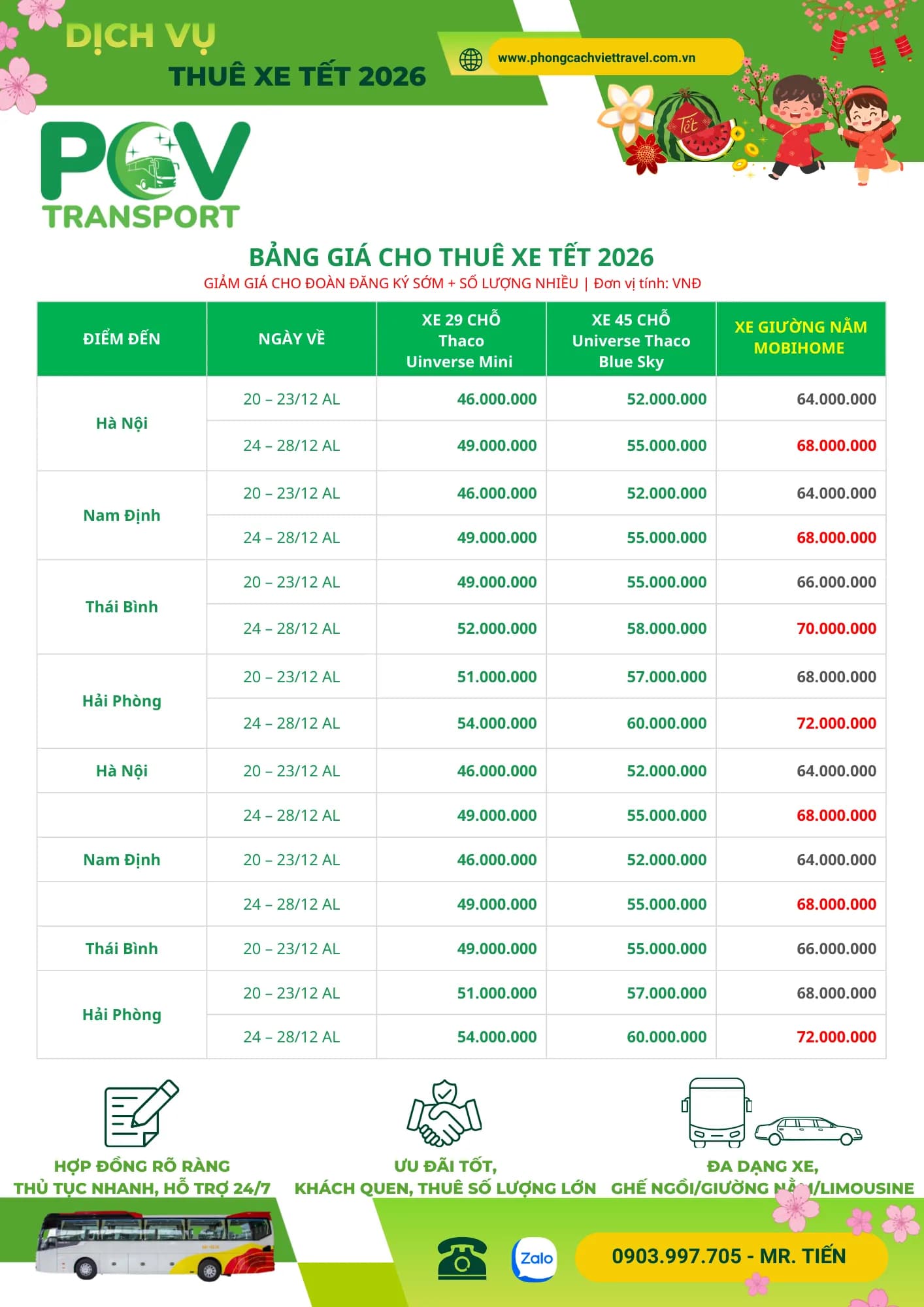 Bảng giá thuê xe - Trang 4