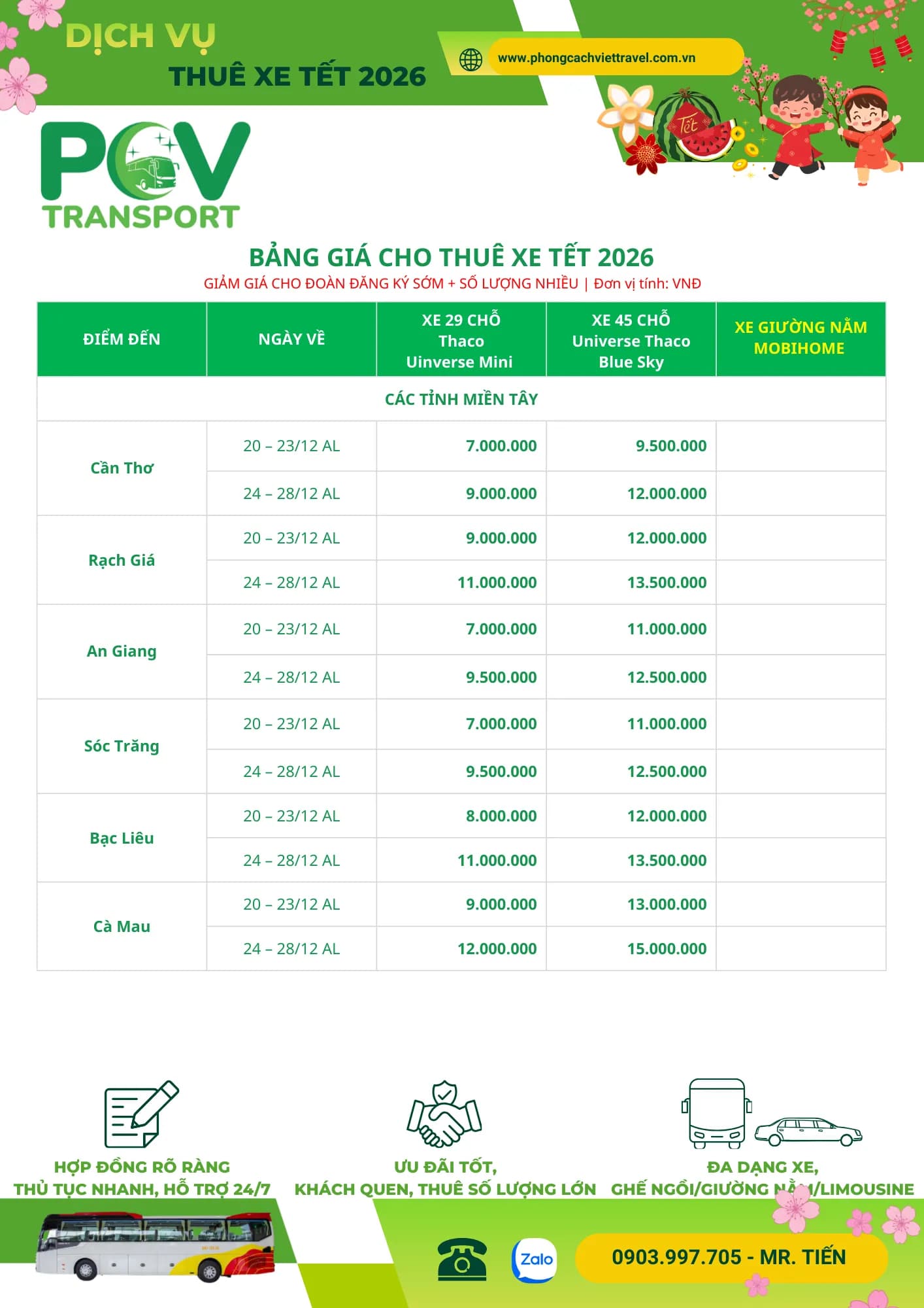 Bảng giá thuê xe - Trang 6