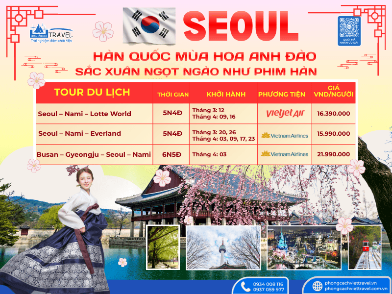 KHÁM PHÁ THIÊN ĐƯỜNG MÙA HOA ANH ĐÀO HÀN QUỐC 2026